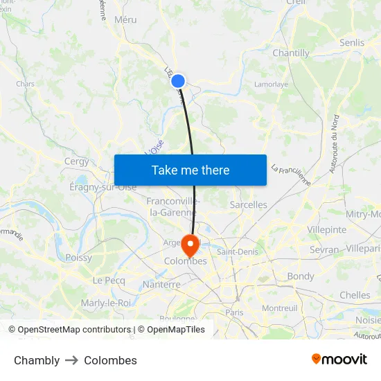 Chambly to Colombes map
