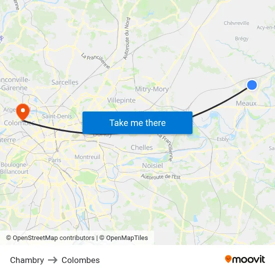 Chambry to Colombes map