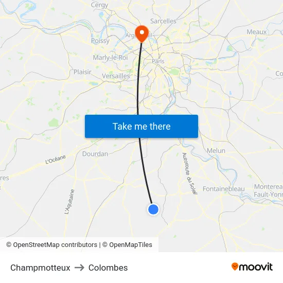 Champmotteux to Colombes map