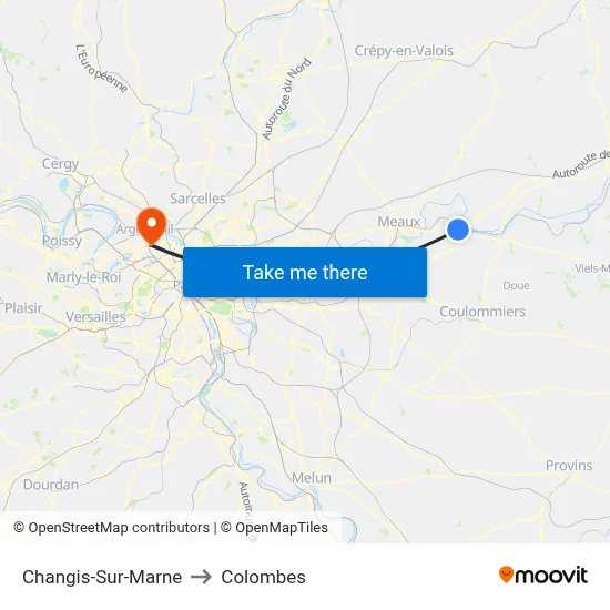 Changis-Sur-Marne to Colombes map