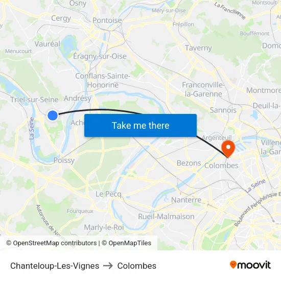 Chanteloup-Les-Vignes to Colombes map