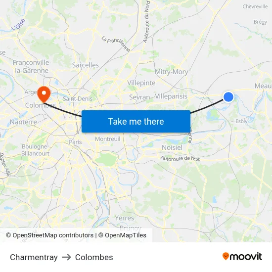 Charmentray to Colombes map