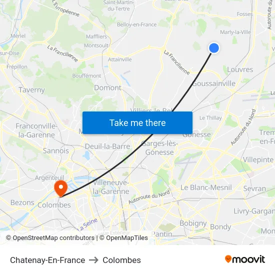 Chatenay-En-France to Colombes map