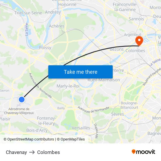 Chavenay to Colombes map