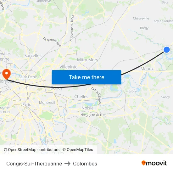 Congis-Sur-Therouanne to Colombes map