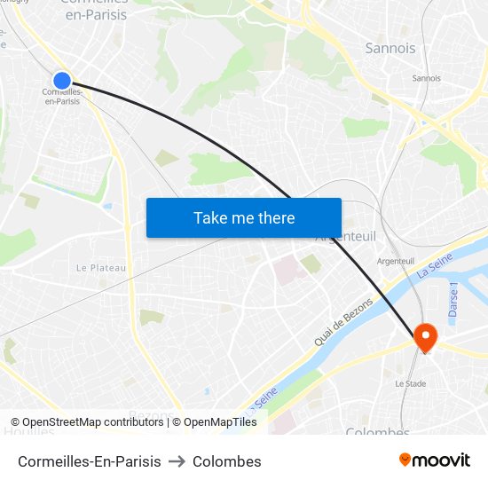 Cormeilles-En-Parisis to Colombes map