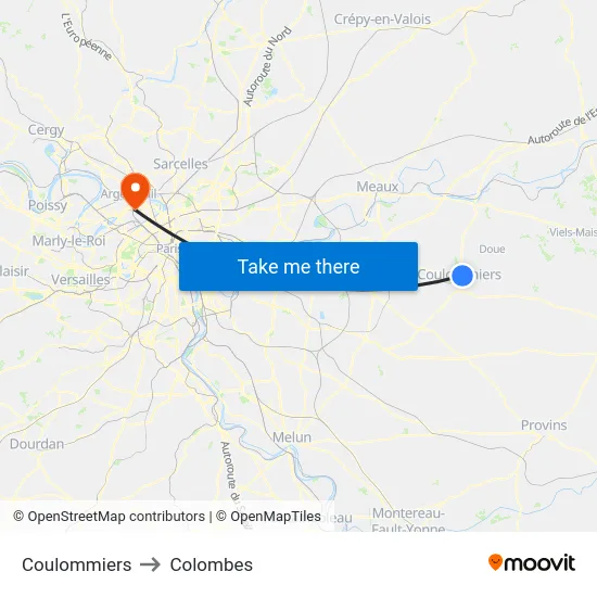 Coulommiers to Colombes map