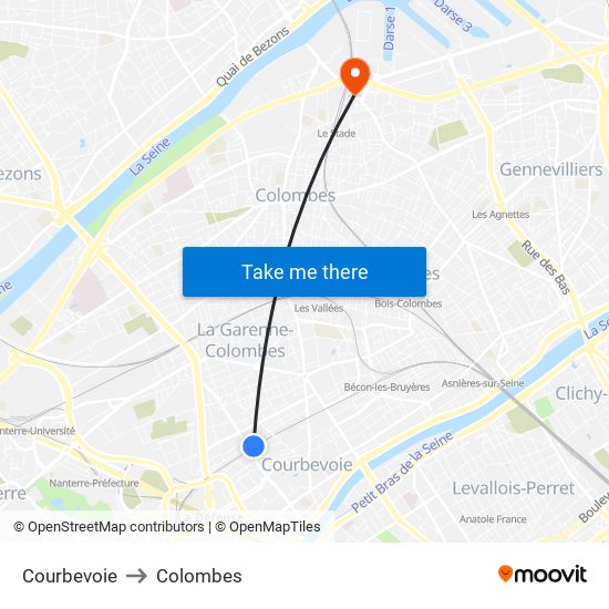 Courbevoie to Colombes map