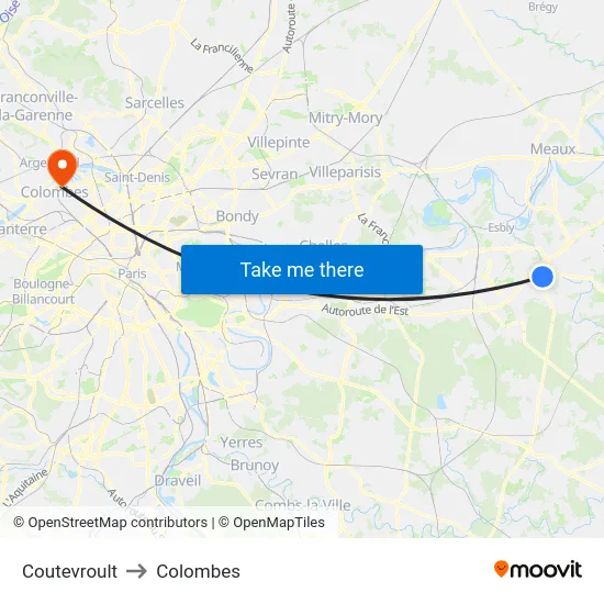 Coutevroult to Colombes map