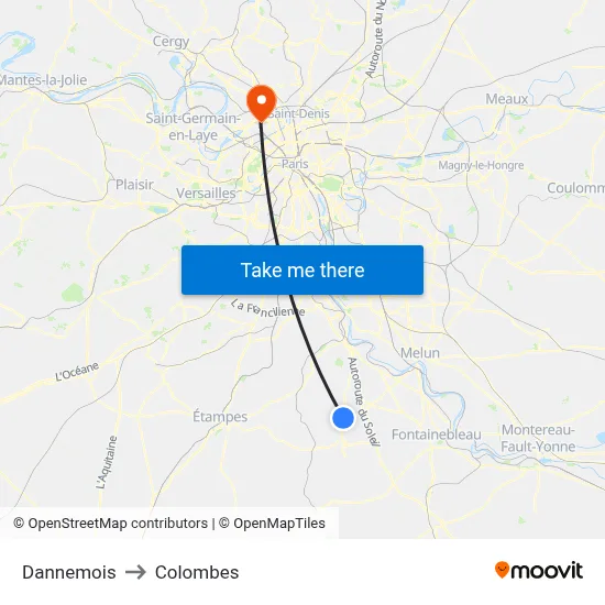 Dannemois to Colombes map