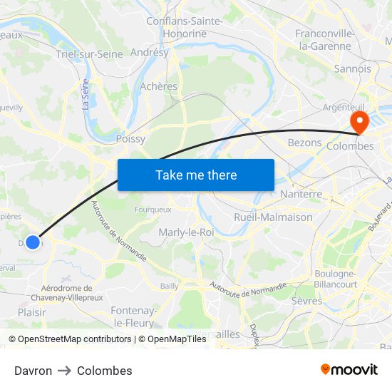 Davron to Colombes map