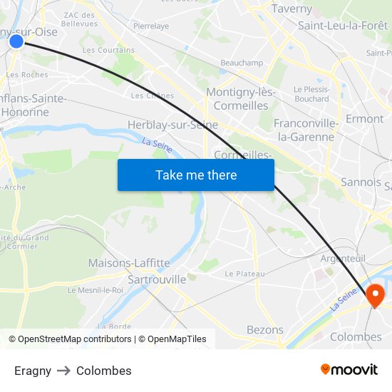 Eragny to Colombes map