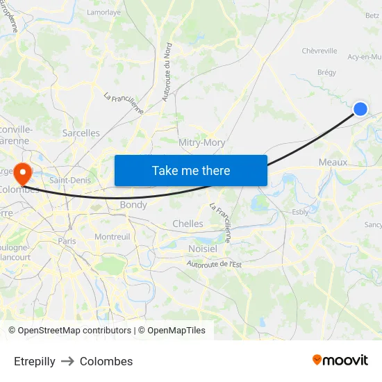 Etrepilly to Colombes map