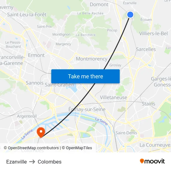 Ezanville to Colombes map
