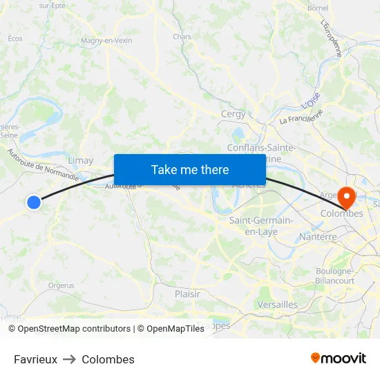 Favrieux to Colombes map
