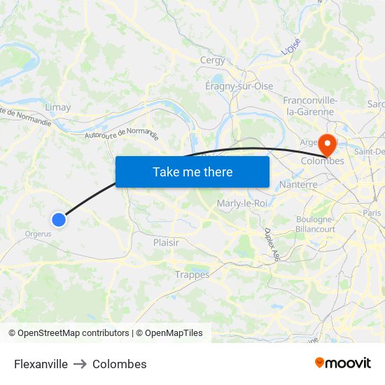 Flexanville to Colombes map