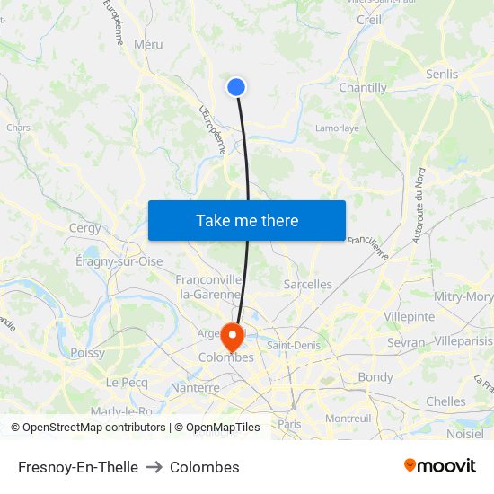 Fresnoy-En-Thelle to Colombes map