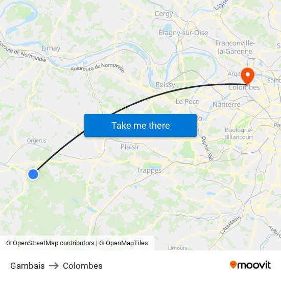 Gambais to Colombes map