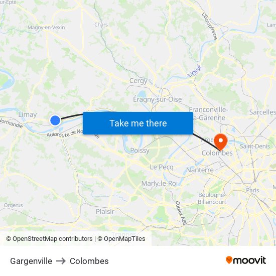 Gargenville to Colombes map