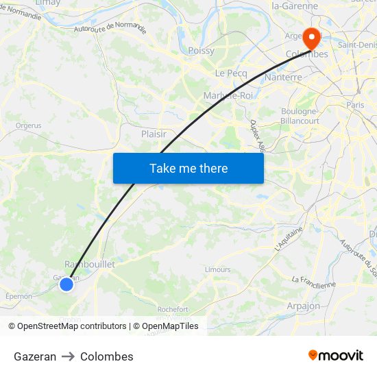 Gazeran to Colombes map