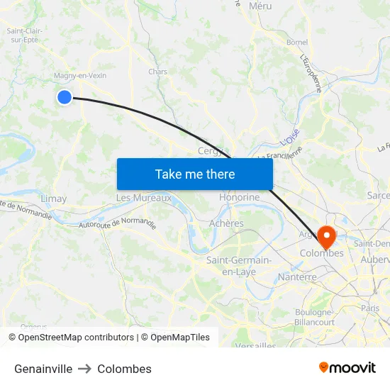 Genainville to Colombes map
