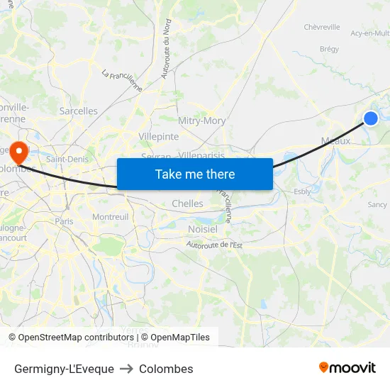 Germigny-L'Eveque to Colombes map