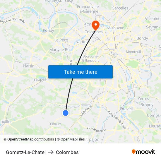 Gometz-Le-Chatel to Colombes map