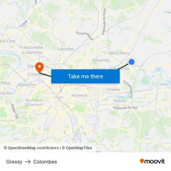 Gressy to Colombes map