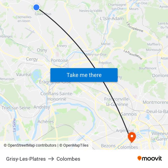 Grisy-Les-Platres to Colombes map