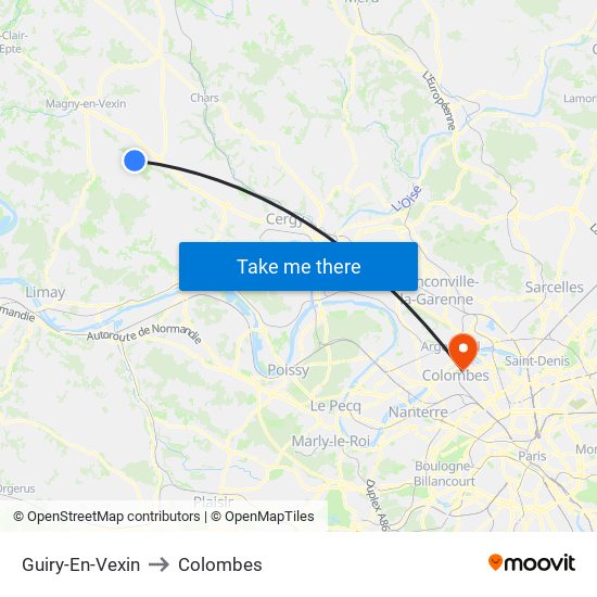 Guiry-En-Vexin to Colombes map
