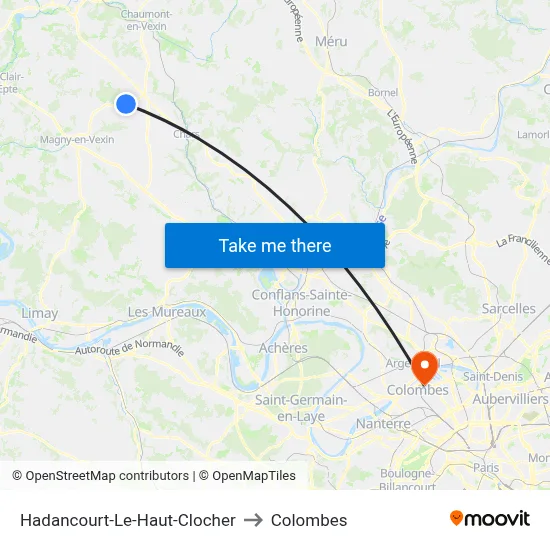 Hadancourt-Le-Haut-Clocher to Colombes map