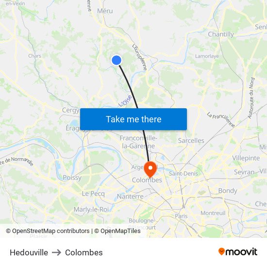 Hedouville to Colombes map