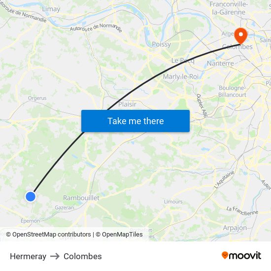 Hermeray to Colombes map
