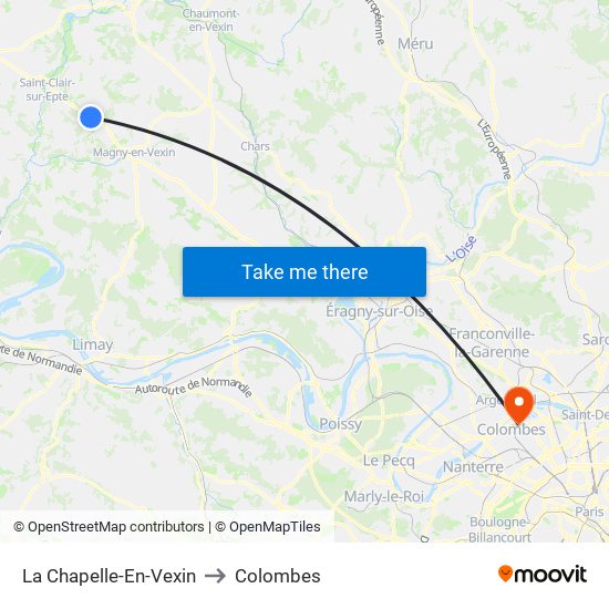 La Chapelle-En-Vexin to Colombes map