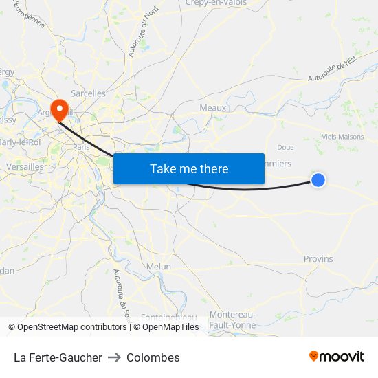 La Ferte-Gaucher to Colombes map