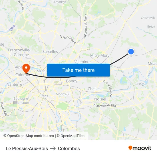 Le Plessis-Aux-Bois to Colombes map