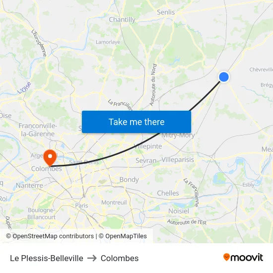 Le Plessis-Belleville to Colombes map