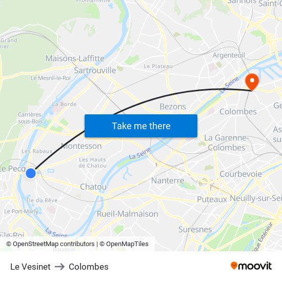Le Vesinet to Colombes map