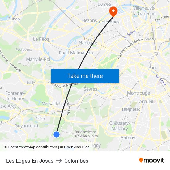 Les Loges-En-Josas to Colombes map