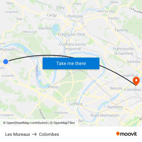 Les Mureaux to Colombes map