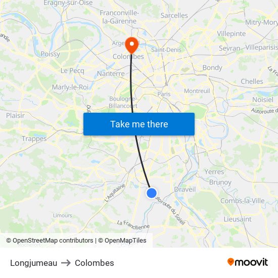 Longjumeau to Colombes map