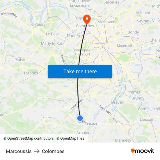 Marcoussis to Colombes map