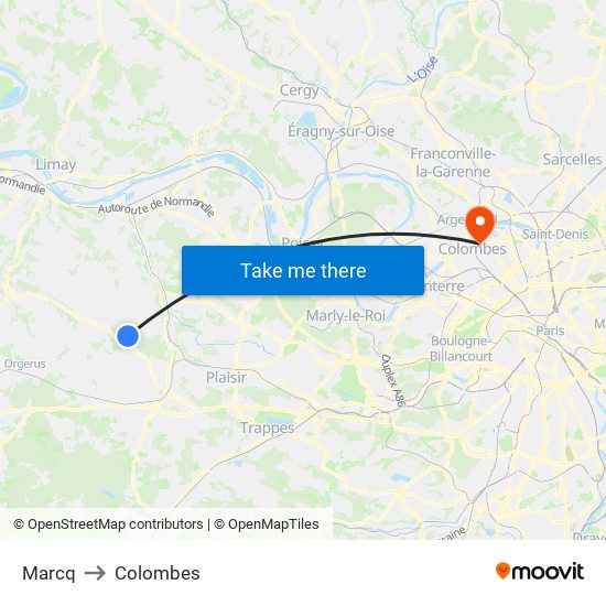 Marcq to Colombes map