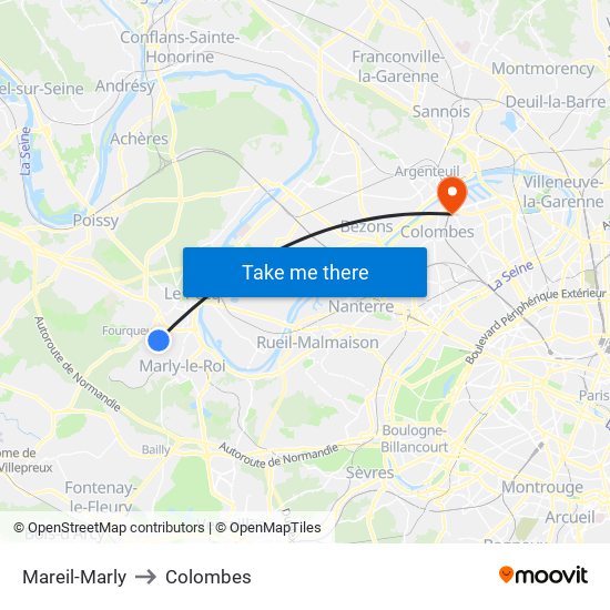 Mareil-Marly to Colombes map