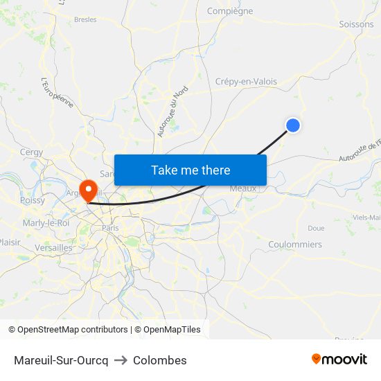 Mareuil-Sur-Ourcq to Colombes map