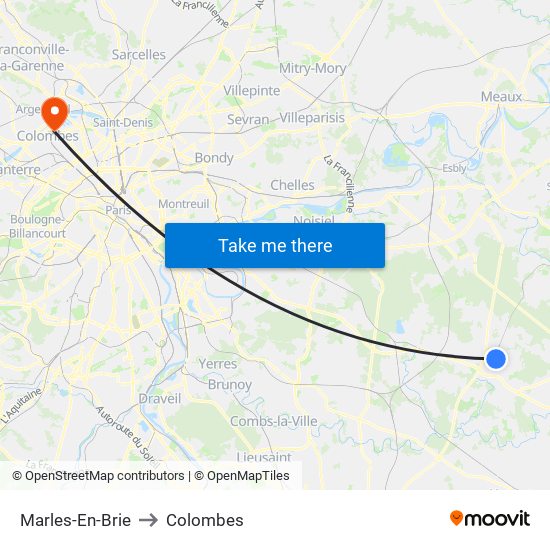 Marles-En-Brie to Colombes map