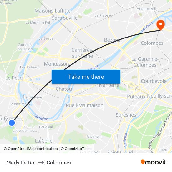 Marly-Le-Roi to Colombes map