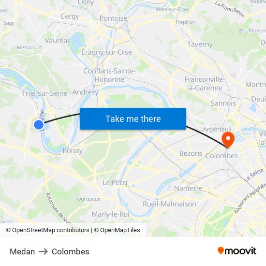 Medan to Colombes map