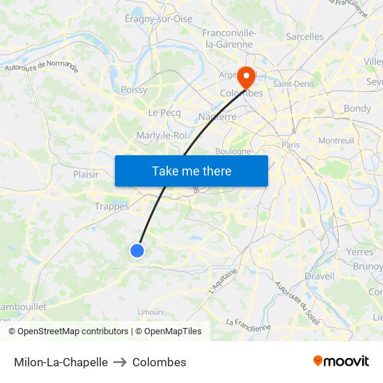 Milon-La-Chapelle to Colombes map