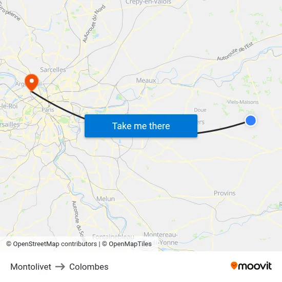 Montolivet to Colombes map